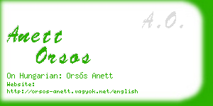 anett orsos business card